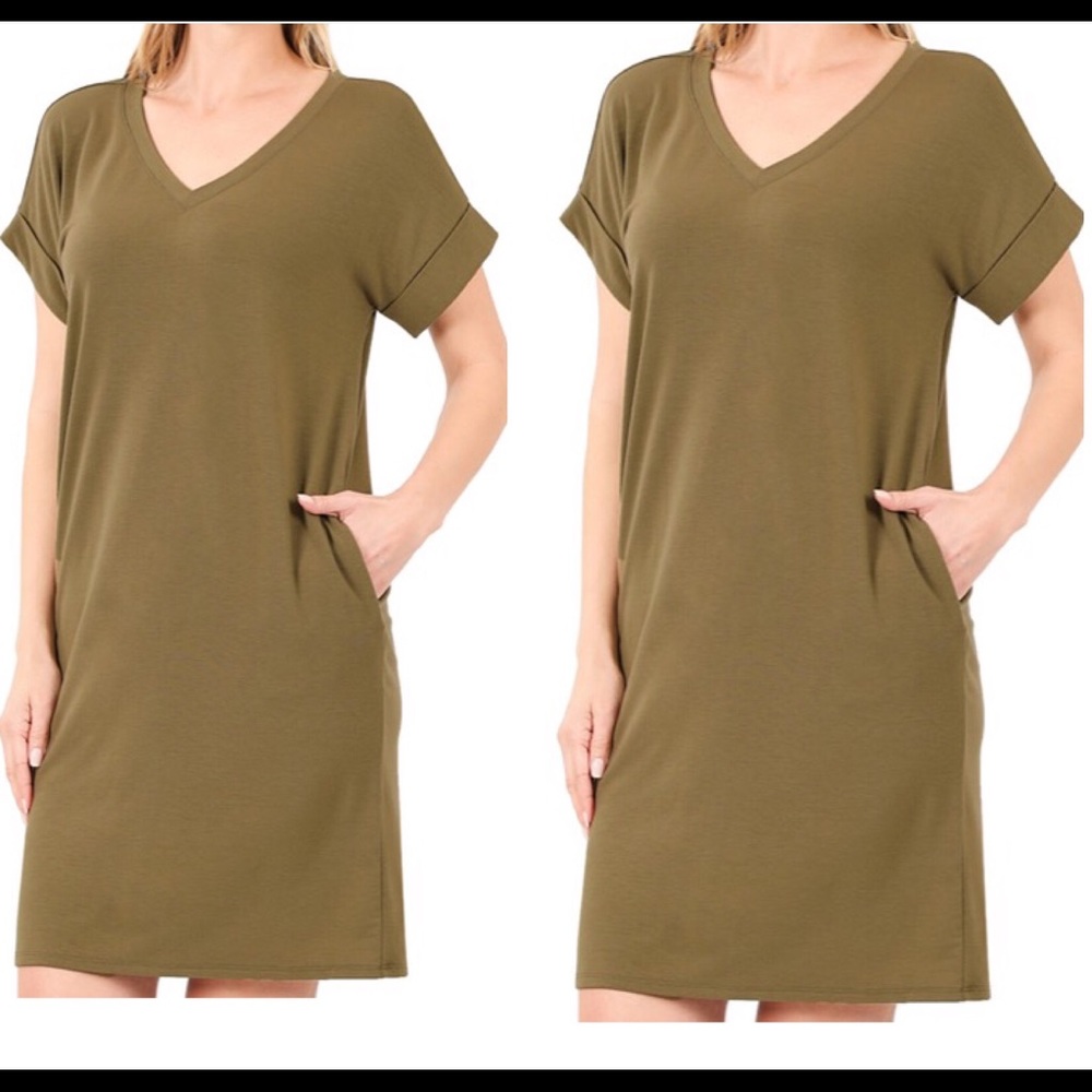 Cozy dusty olive dress